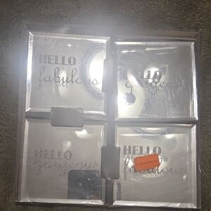 Mikasa Glass Mirror Coasters Set Hello Gorgeous/ Hello Fabulous